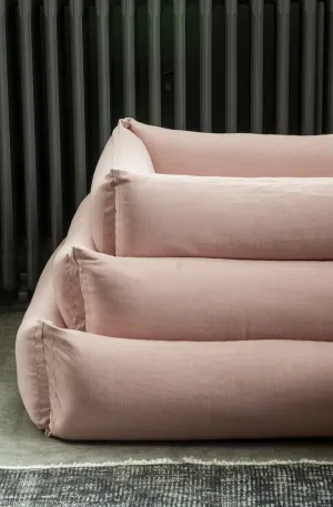 pink chambray pet bed