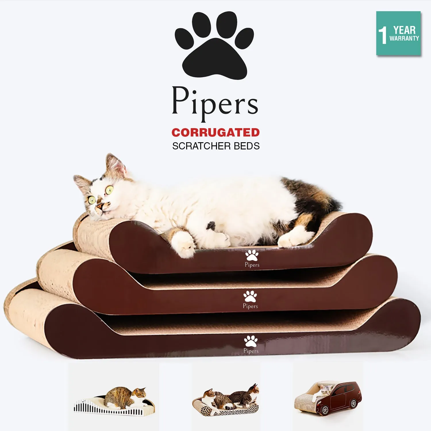 Pipers Cat Scratcher Cardboard Bed Lounge Sofa Pet House Post Board Small Large