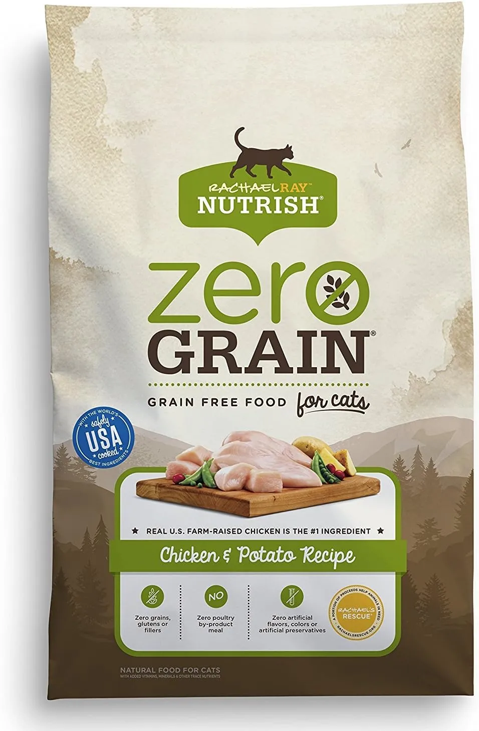 Rachael Ray Nutrish Zero Grain Natural Dry Cat Food, Chicken & Potato Recipe, 3 Pounds, Grain Free