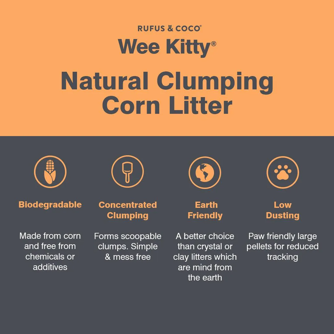 Rufus & Coco Wee Kitty Corn Clumping Cat Litter 2kg