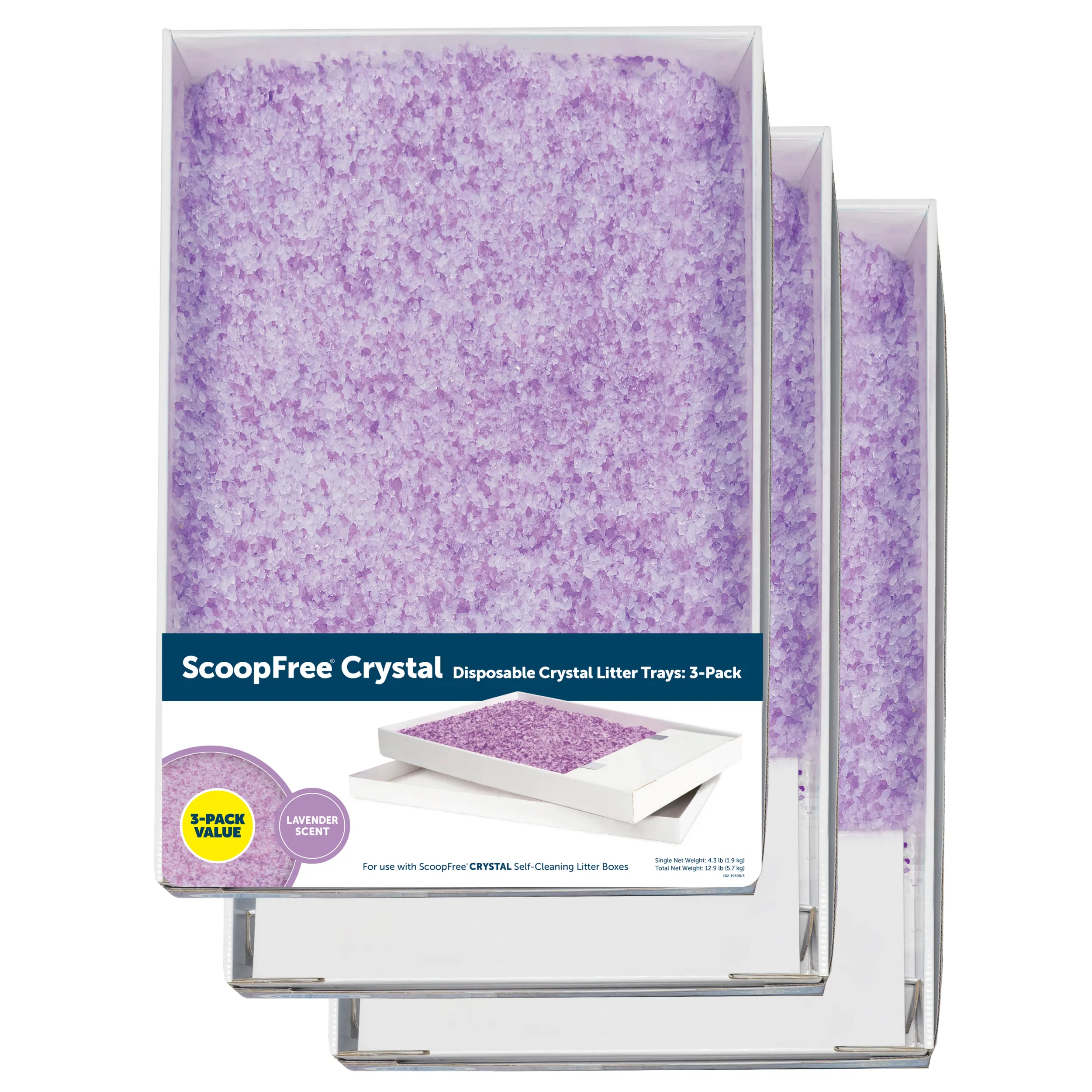 ScoopFree® Crystal Disposable Litter Tray, Lavender, 3-Pack