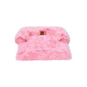 Shaggy Faux Fur Bolster Sofa Protector Pet Bed - Ombre Pink