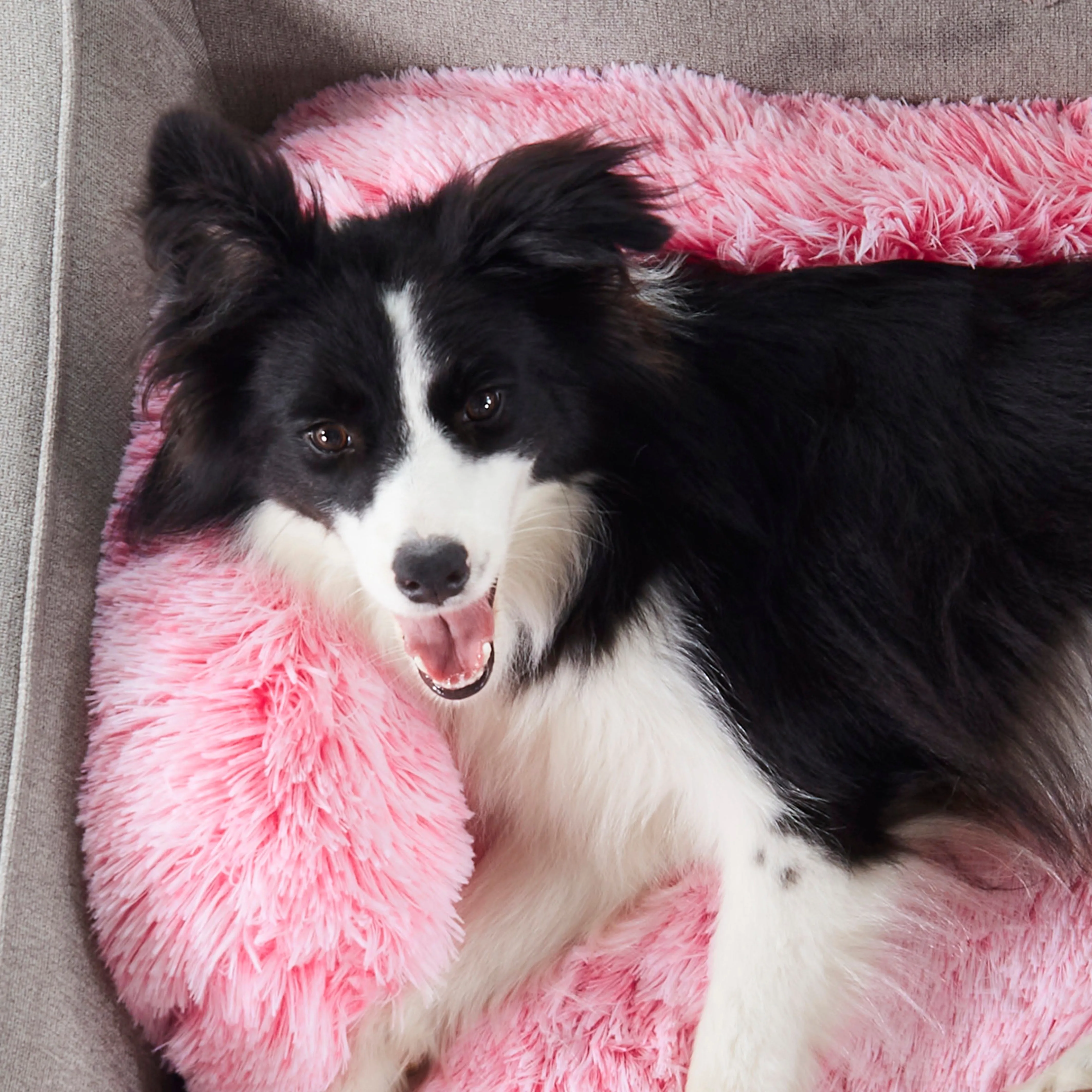 Shaggy Faux Fur Bolster Sofa Protector Pet Bed - Ombre Pink