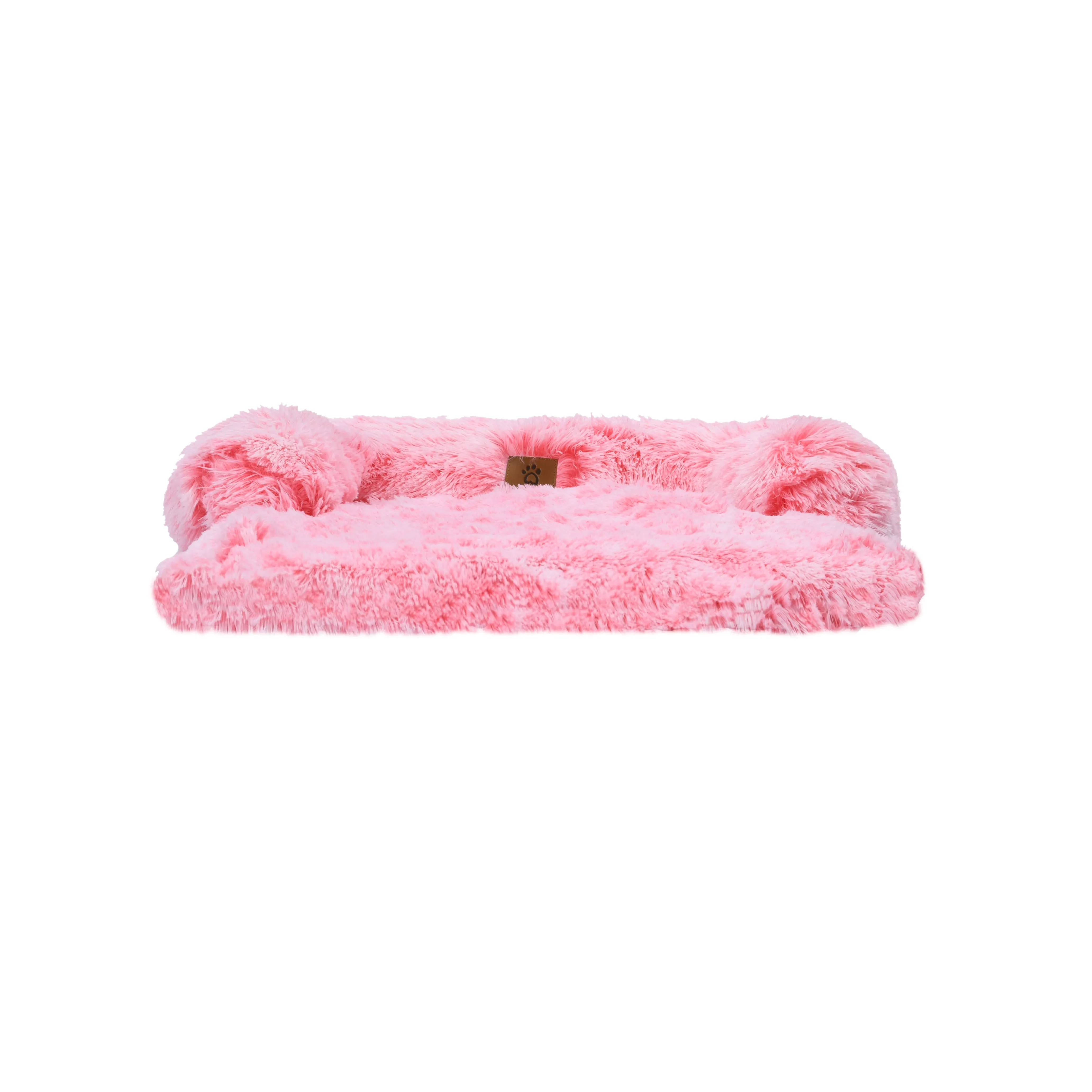 Shaggy Faux Fur Bolster Sofa Protector Pet Bed - Ombre Pink