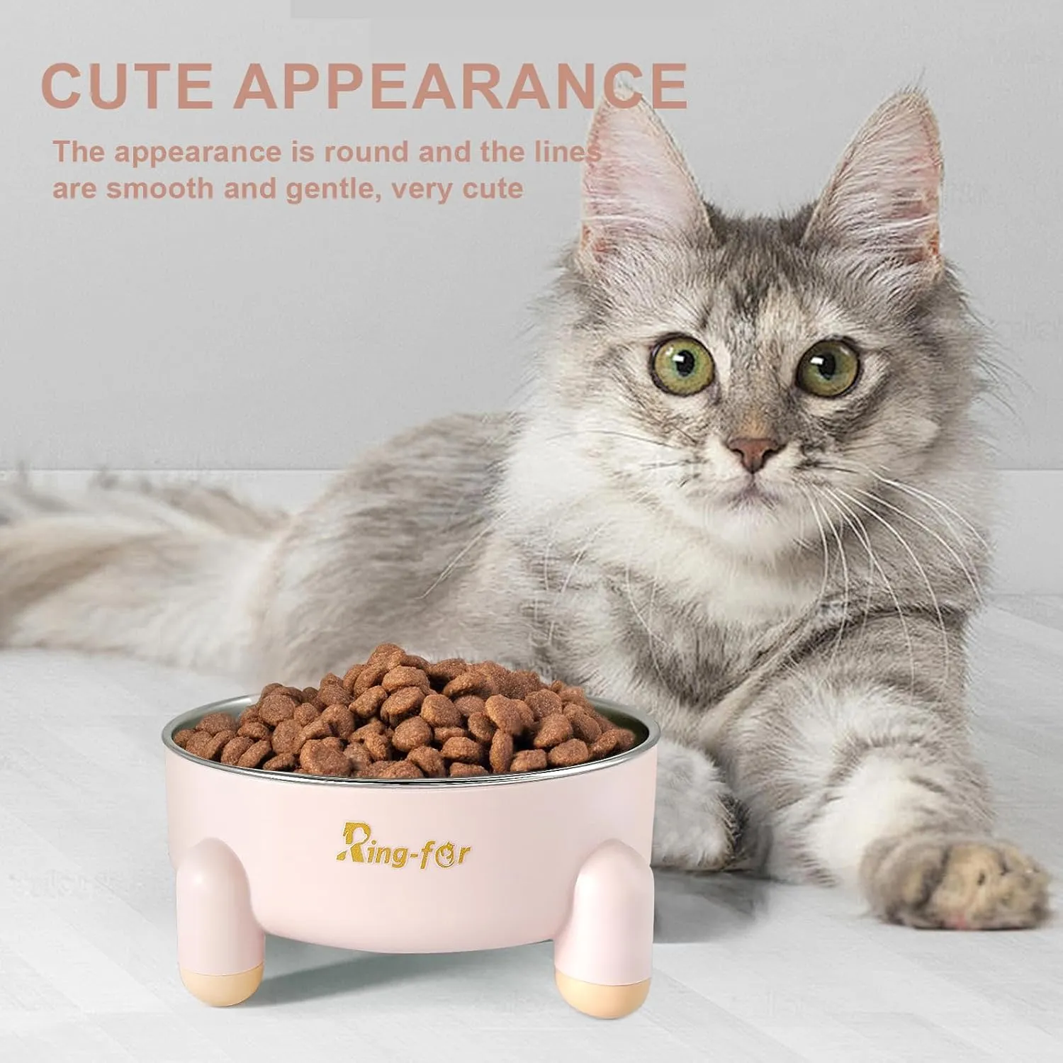 Stainless Steel Dog Bowl, cat, pet Food and Water Bowl, Four-Leg Non-Slip and Silent Rubber Bottom, Double-Layer Detachable Design, Dishwasher Safe, (24 oz, Pink)