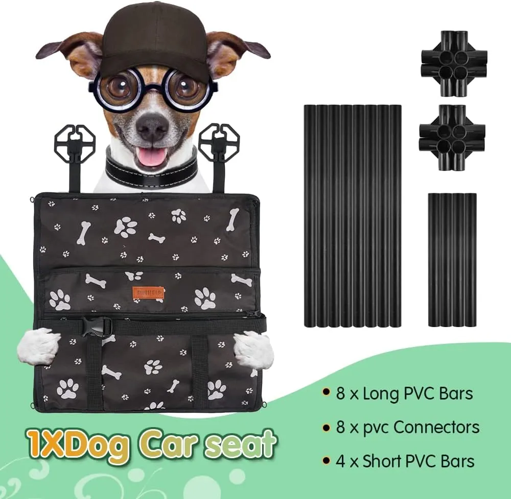 SWIHELP Dog Car Seat Puppy Portable Pet Booster Car Seat with Clip-On Safety Leash and Stable Fram, Anti-Collapse,Perfect for Small Pets