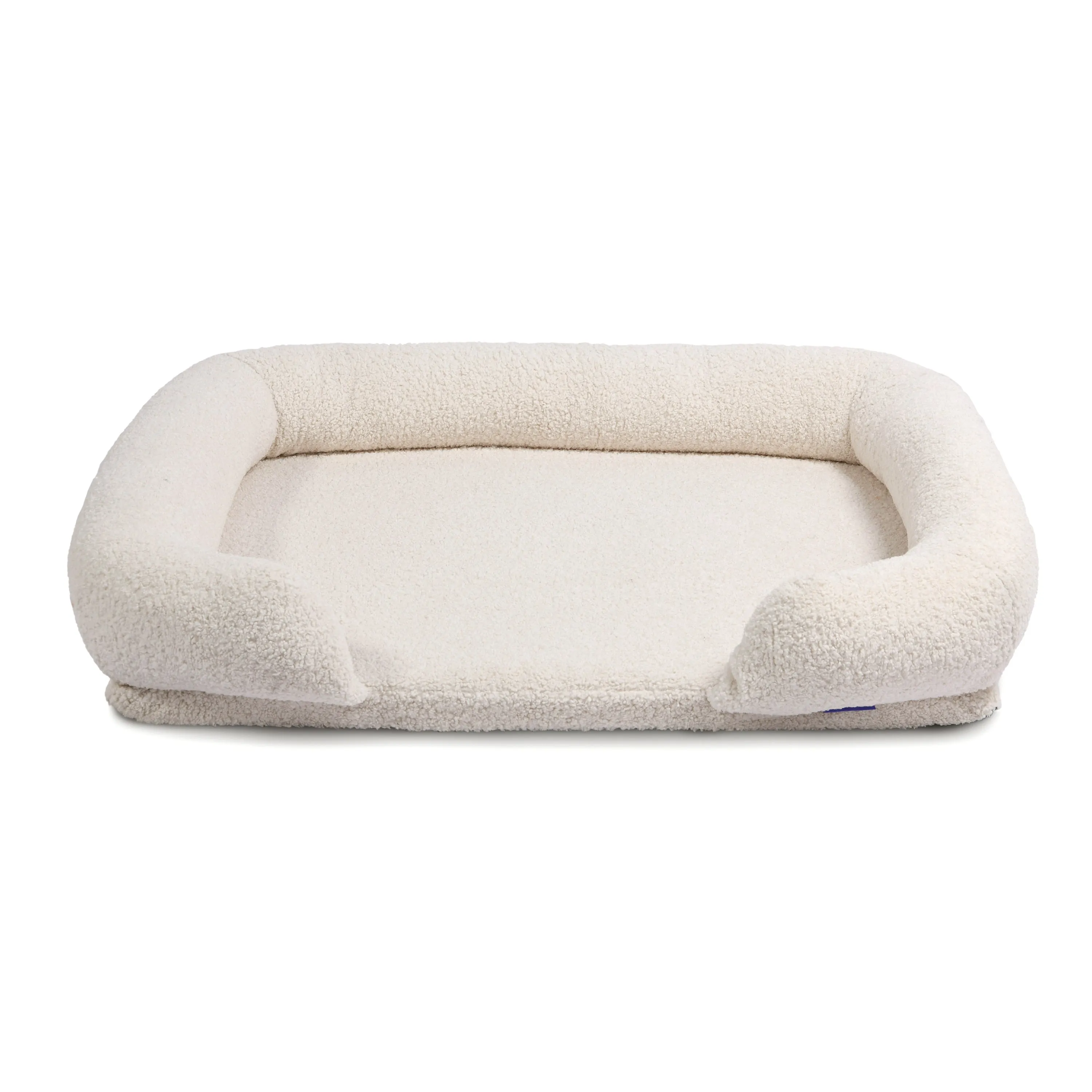 Teddy Fleece Memory Foam Sofa Pet Bed with Bolster - Cream