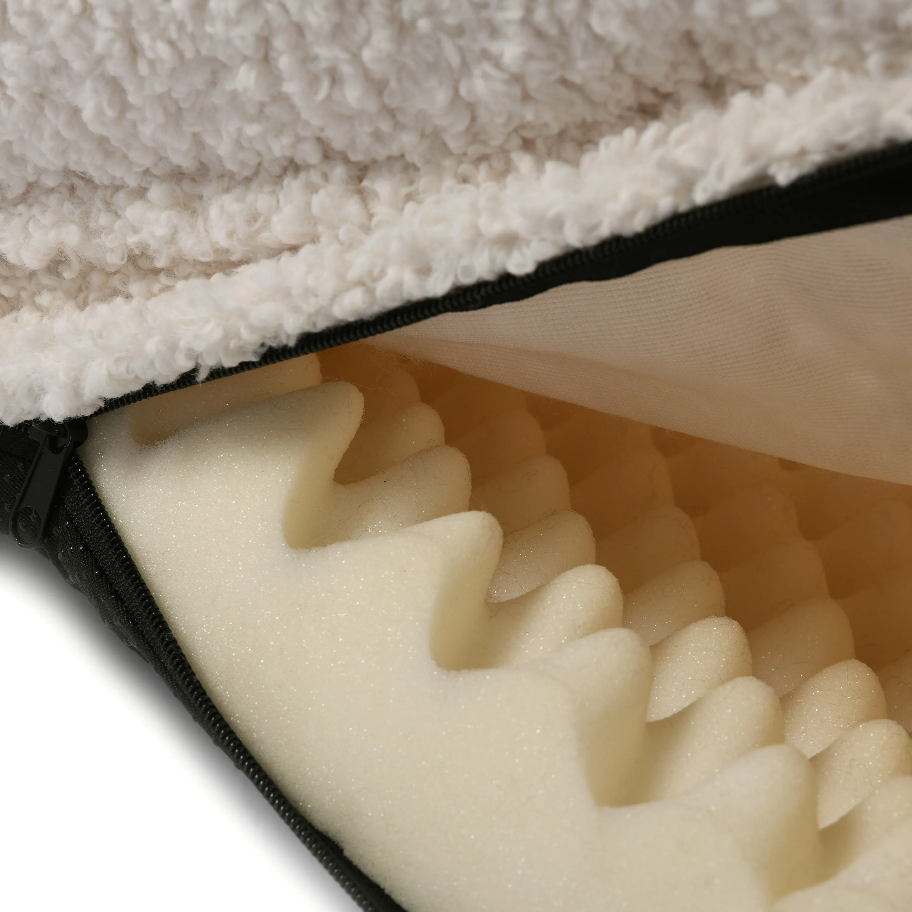 Teddy Fleece Memory Foam Sofa Pet Bed with Bolster - Cream