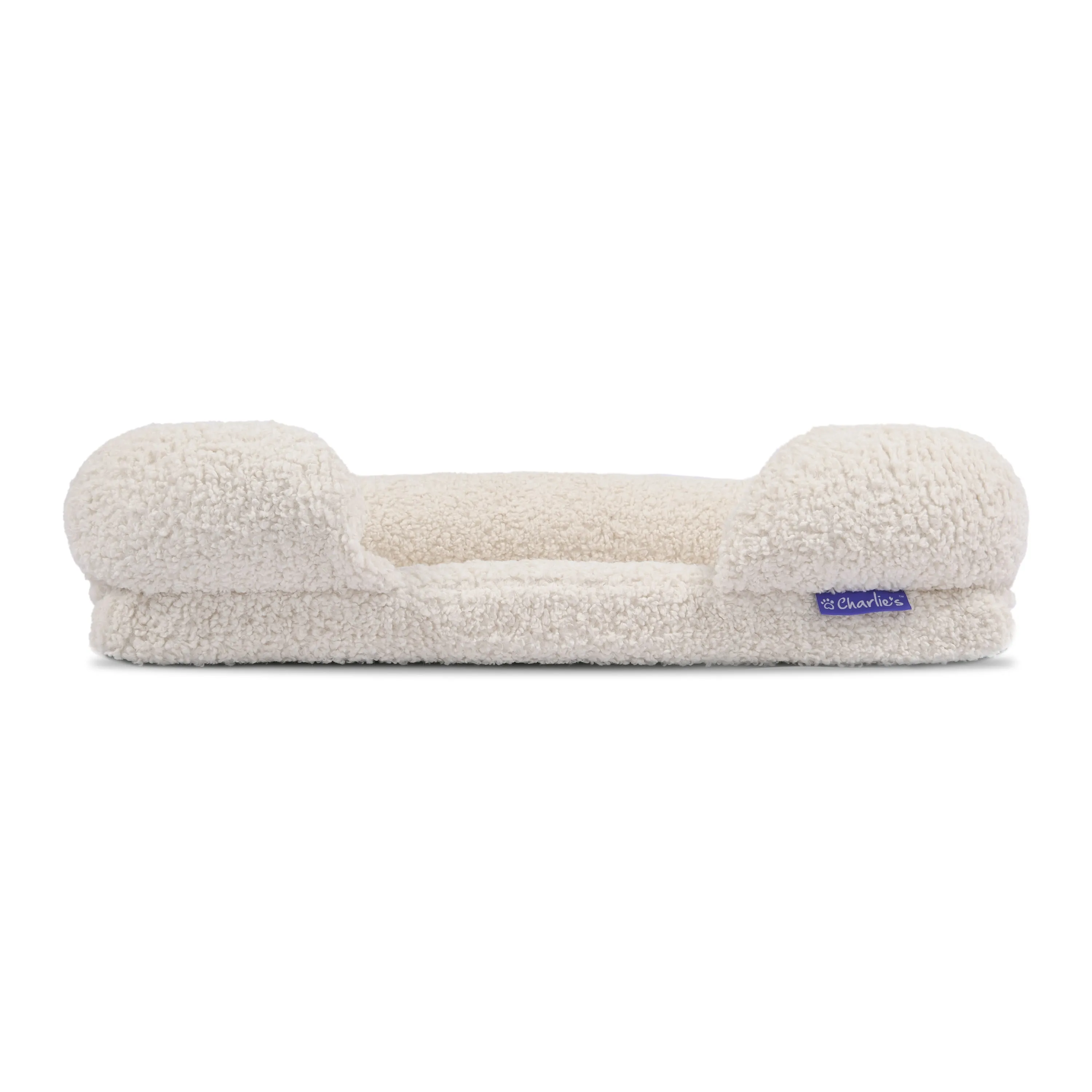 Teddy Fleece Memory Foam Sofa Pet Bed with Bolster - Cream