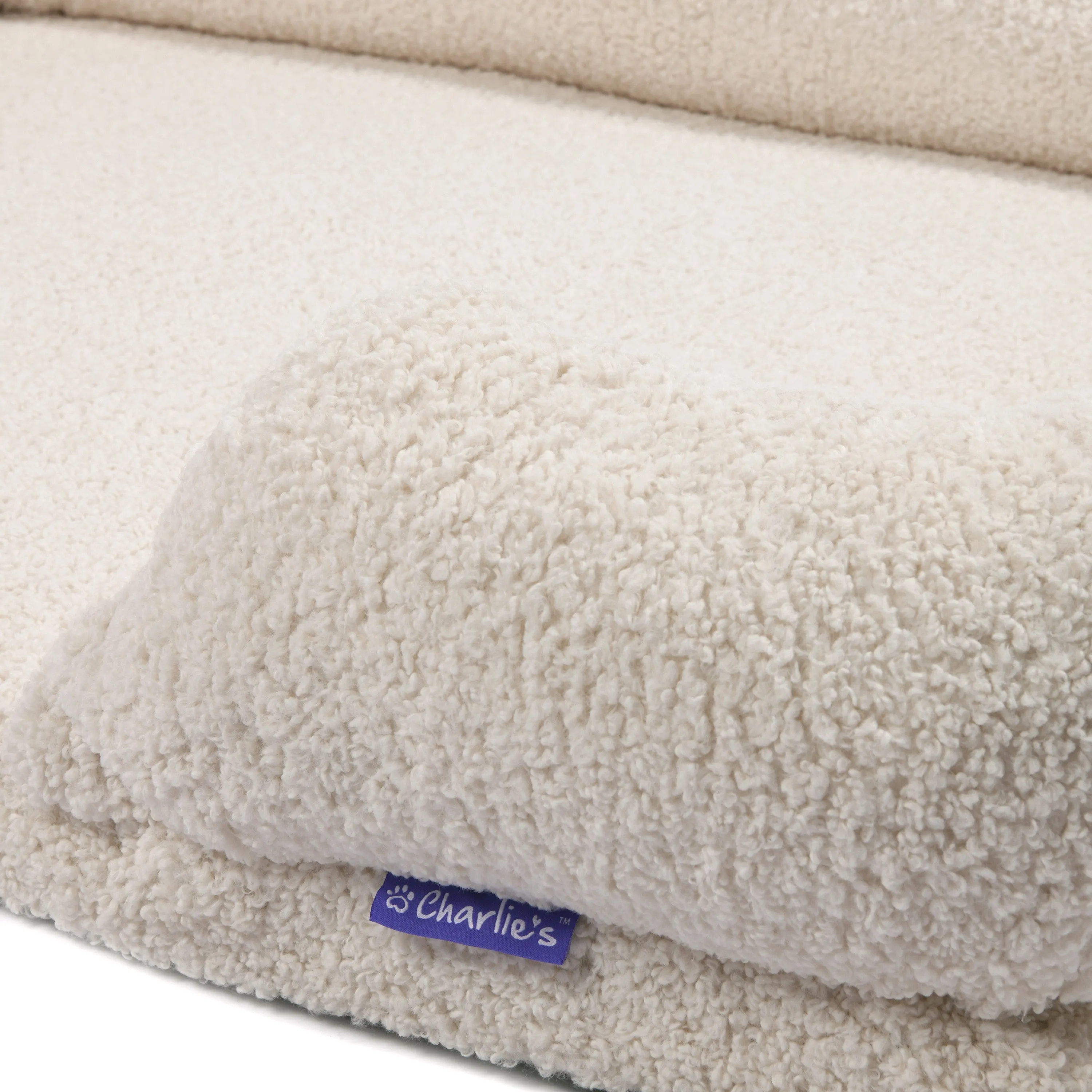 Teddy Fleece Memory Foam Sofa Pet Bed with Bolster - Cream
