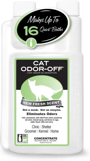 THORNELL Cat Odor-Off Concentrate Pet Smell Odor Eliminator  Cat Odor Eliminator Concentrate for Pet Urine Odor, Tomcat Spray for Cat Urine Smell, Feces on Carpet & Litter Boxes  Fresh Scent 16oz