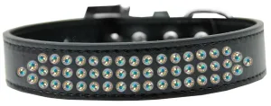 Three Row AB Crystal Dog Collar Black Size 20
