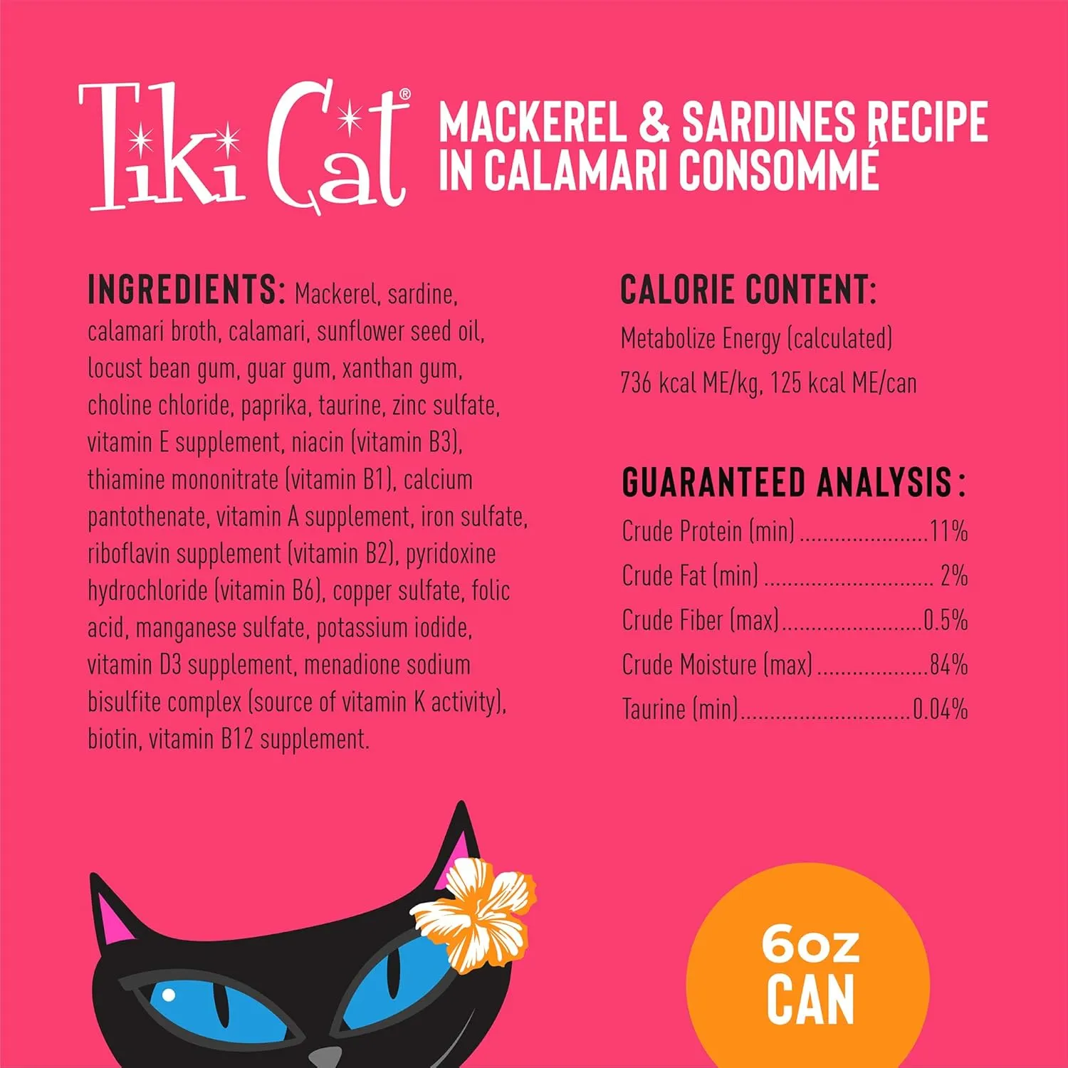 Tiki Cat Grill, Mackerel & Sardines, High-Protein and 100% Non-GMO Ingredients, Wet Whole Foods Cat Food for All Life Stages, 6 oz. Cans (Pack of 8)