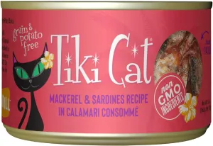 Tiki Cat Grill, Mackerel & Sardines, High-Protein and 100% Non-GMO Ingredients, Wet Whole Foods Cat Food for All Life Stages, 6 oz. Cans (Pack of 8)