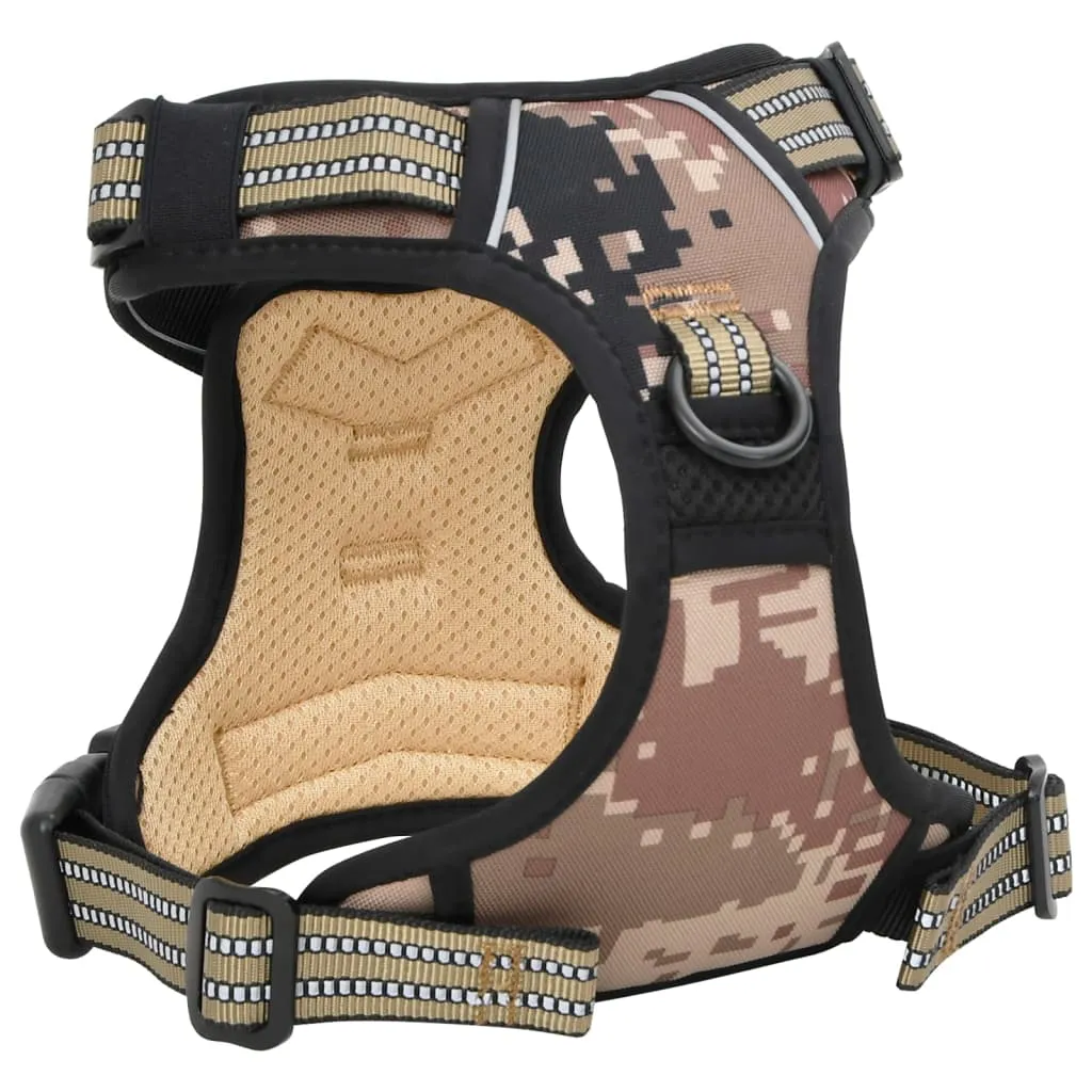 vidaXL Dog Harness with Lead & Collar Adjustable Camouflage Brown M