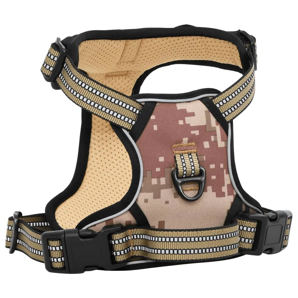 vidaXL Dog Harness with Lead & Collar Adjustable Camouflage Brown M