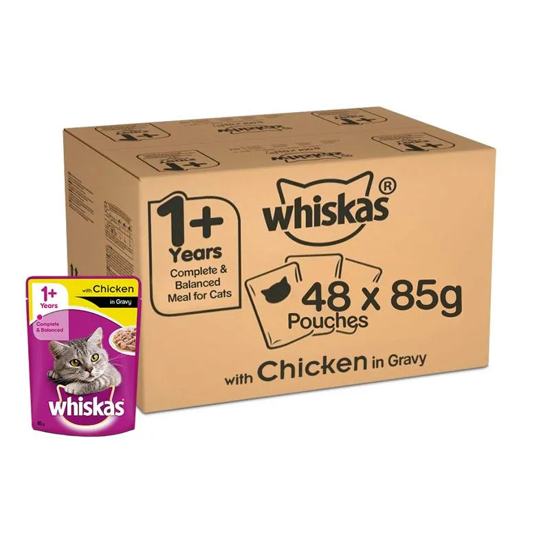 Whiskas Adult (1 Yrs  ) Chicken in Gravy, Wet Cat Food, 85 g