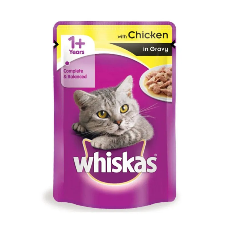 Whiskas Adult (1 Yrs  ) Chicken in Gravy, Wet Cat Food, 85 g
