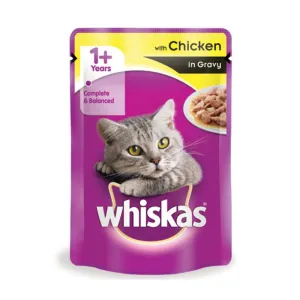 Whiskas Adult (1 Yrs  ) Chicken in Gravy, Wet Cat Food, 85 g