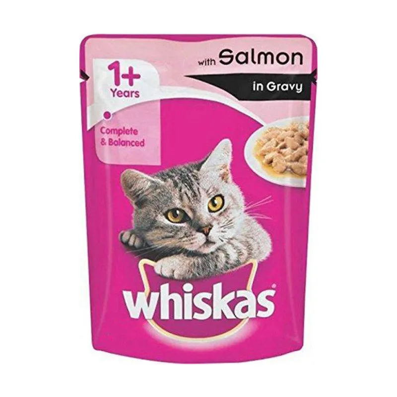 Whiskas Adult (1 Yrs) Salmon in Gravy, Wet Cat Food 85 g