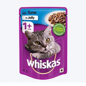 Whiskas Adult (1 Yrs  ) Tuna in Jelly, Wet Cat Food, 85 g