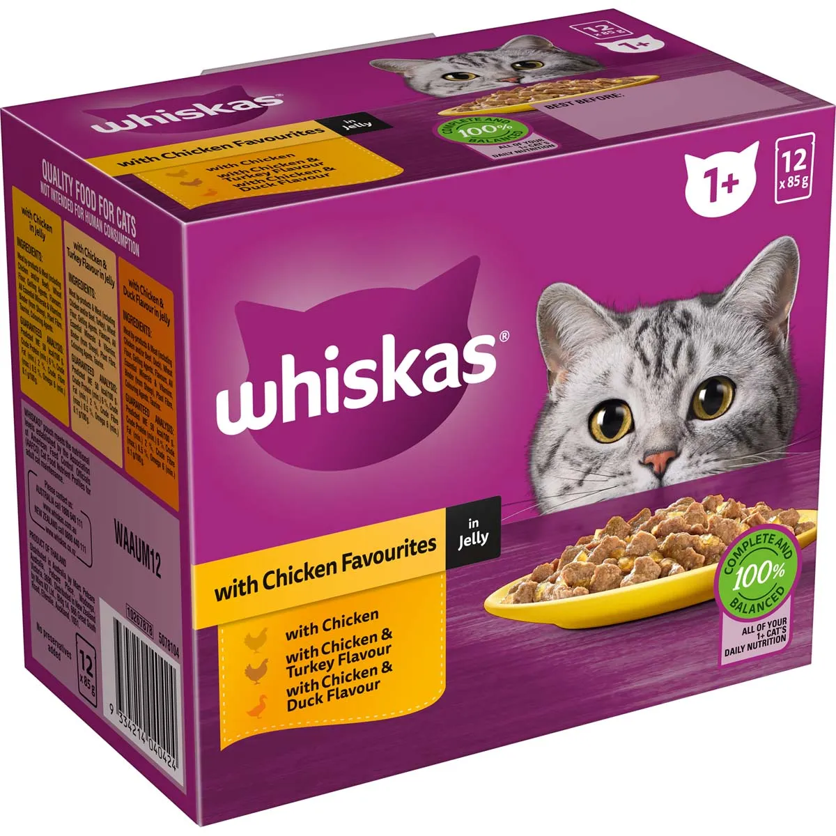 Whiskas Favourites 1  Chicken In Jelly 12x85g