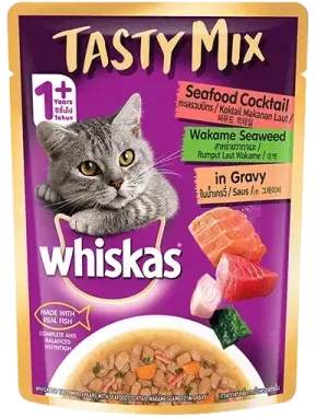 Whiskas Tasty Mix Seafood Cocktail And Wakame Seaweed in Gravy
