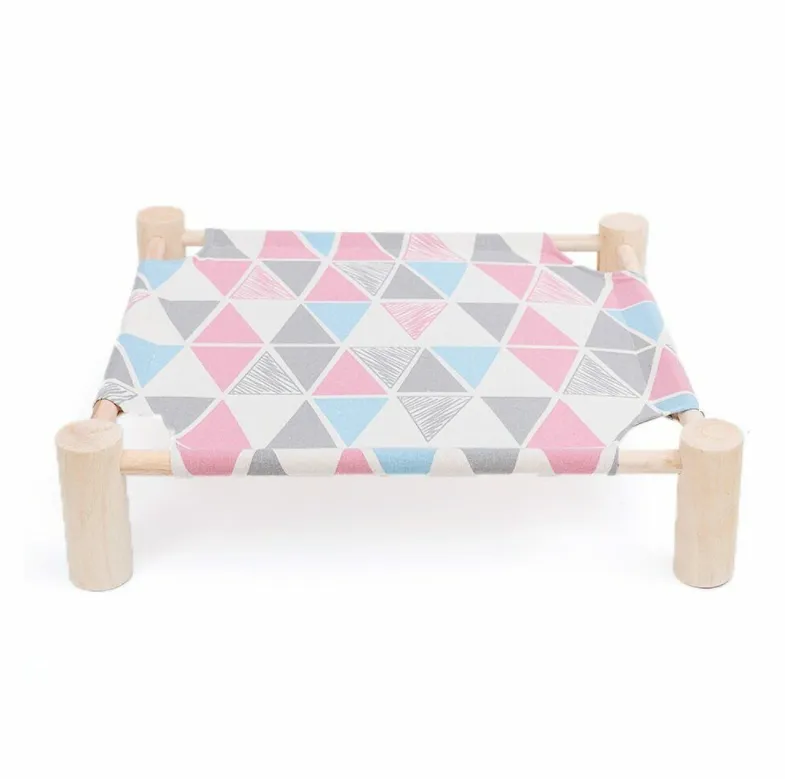 Wood Cat Bed Lounger Sleep Pet Cat Raised Hammock