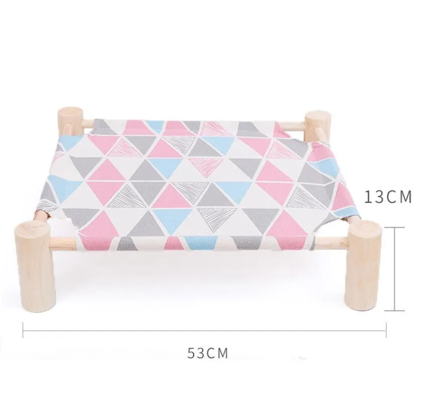 Wood Cat Bed Lounger Sleep Pet Cat Raised Hammock