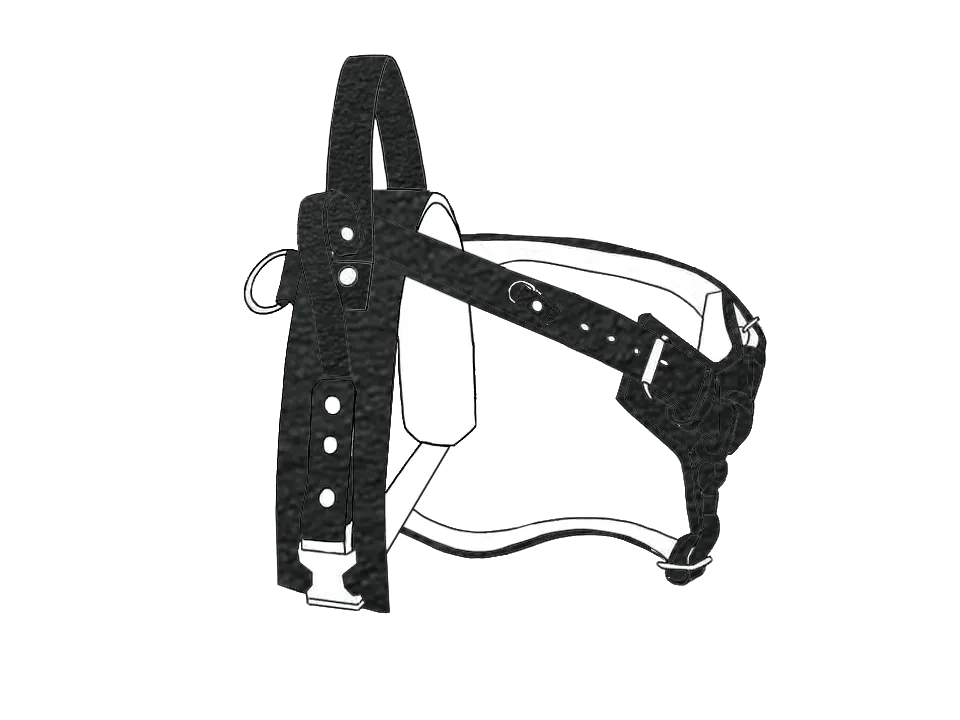 Y Front Leather Guide Dog Harness with Fixed Semi Rigid Handle